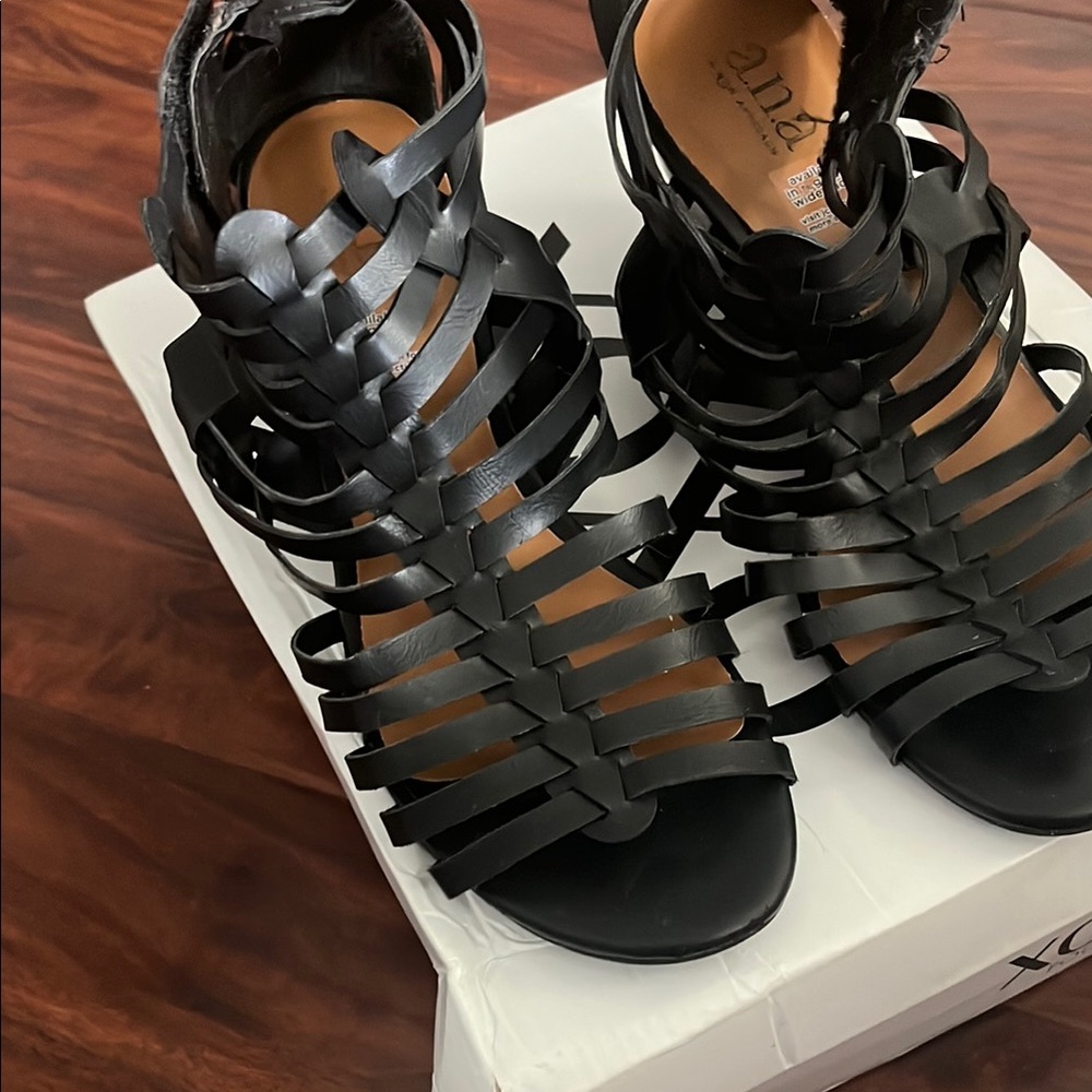 a.n.a Black Woven Sandals